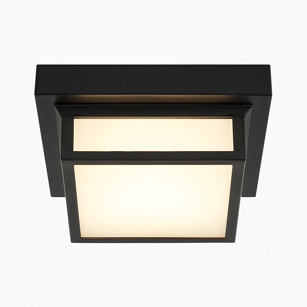 plafonnier led carré étanche pour extérieur jardin porche mur - vue 2 sur 13