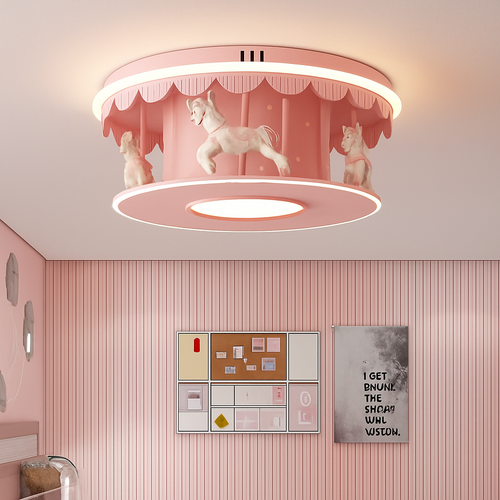 Creative carousel LED ceiling light for girls - vue 3 sur 8