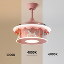 Creative carousel LED ceiling light for girls