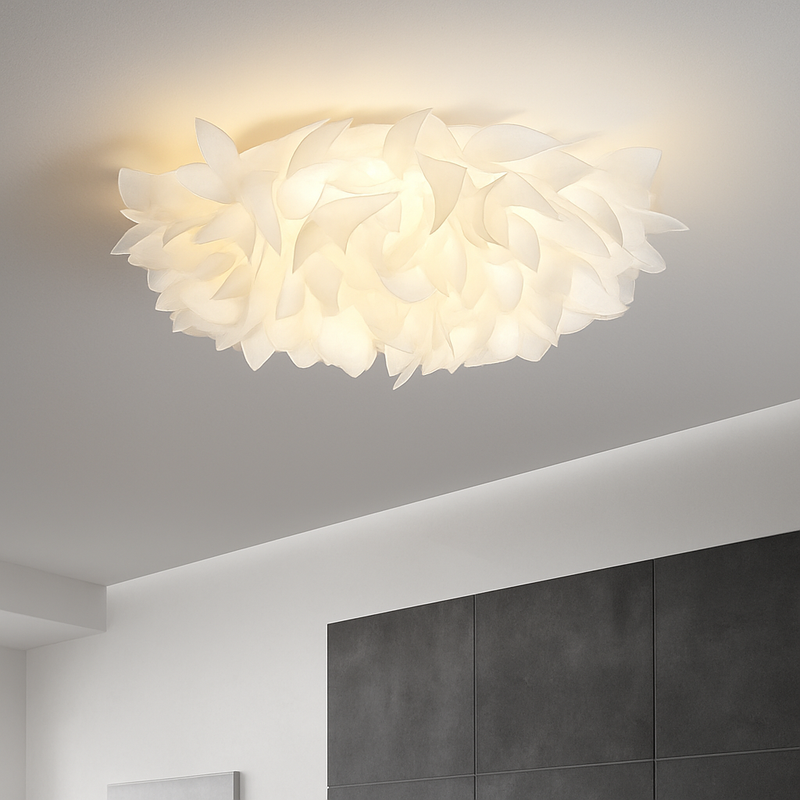 Plafonnier LED chic nordique fleurs blanches