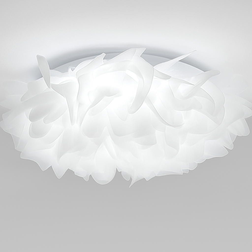 Plafonnier LED chic nordique fleurs blanches - vue 4 sur 6