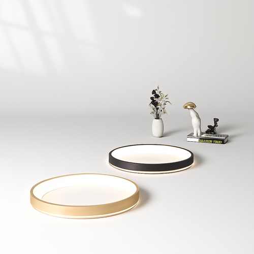 Modern minimalist large LED wood grain circular ceiling light - vue 5 sur 14