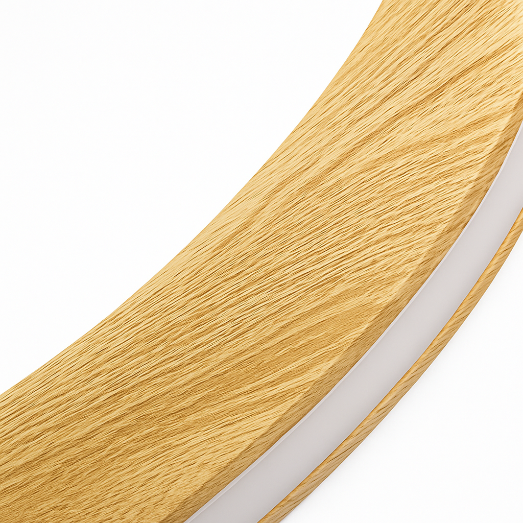 Modern minimalist large LED wood grain circular ceiling light - vue 6 sur 14