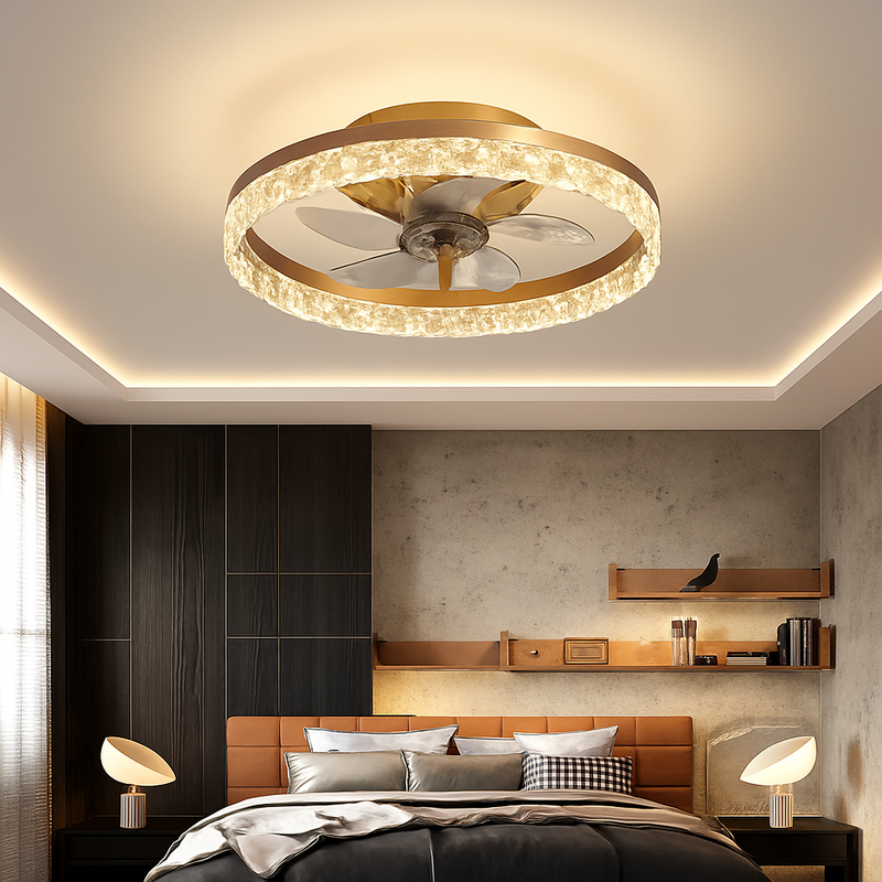 plafonnier led cristal ventilateur plafond télécommande 6 vitesses nordique