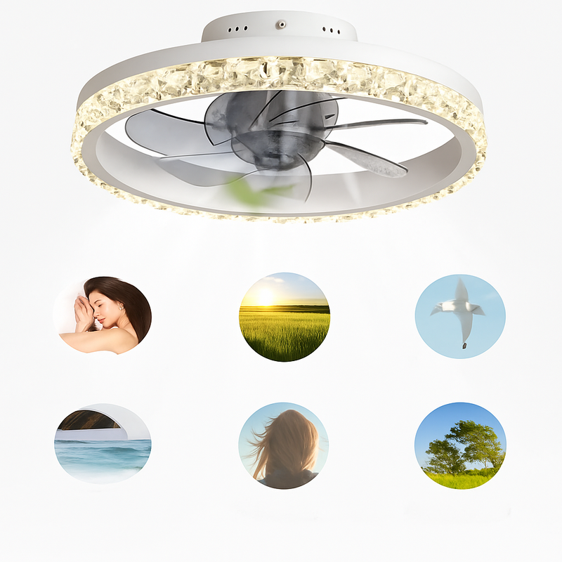 plafonnier led cristal ventilateur plafond télécommande 6 vitesses nordique