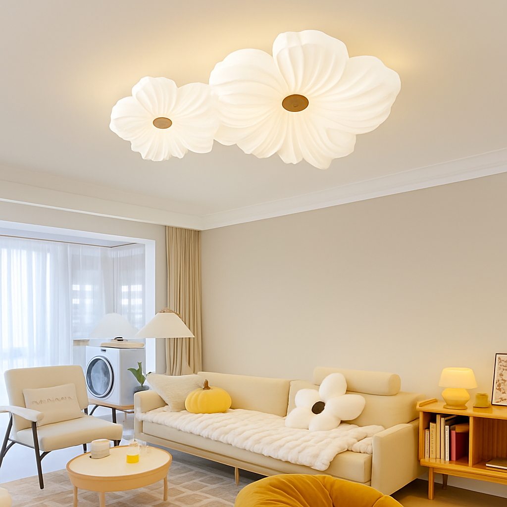plafonnier led décoratif en forme de fleur style nordique - vue 4 sur 12