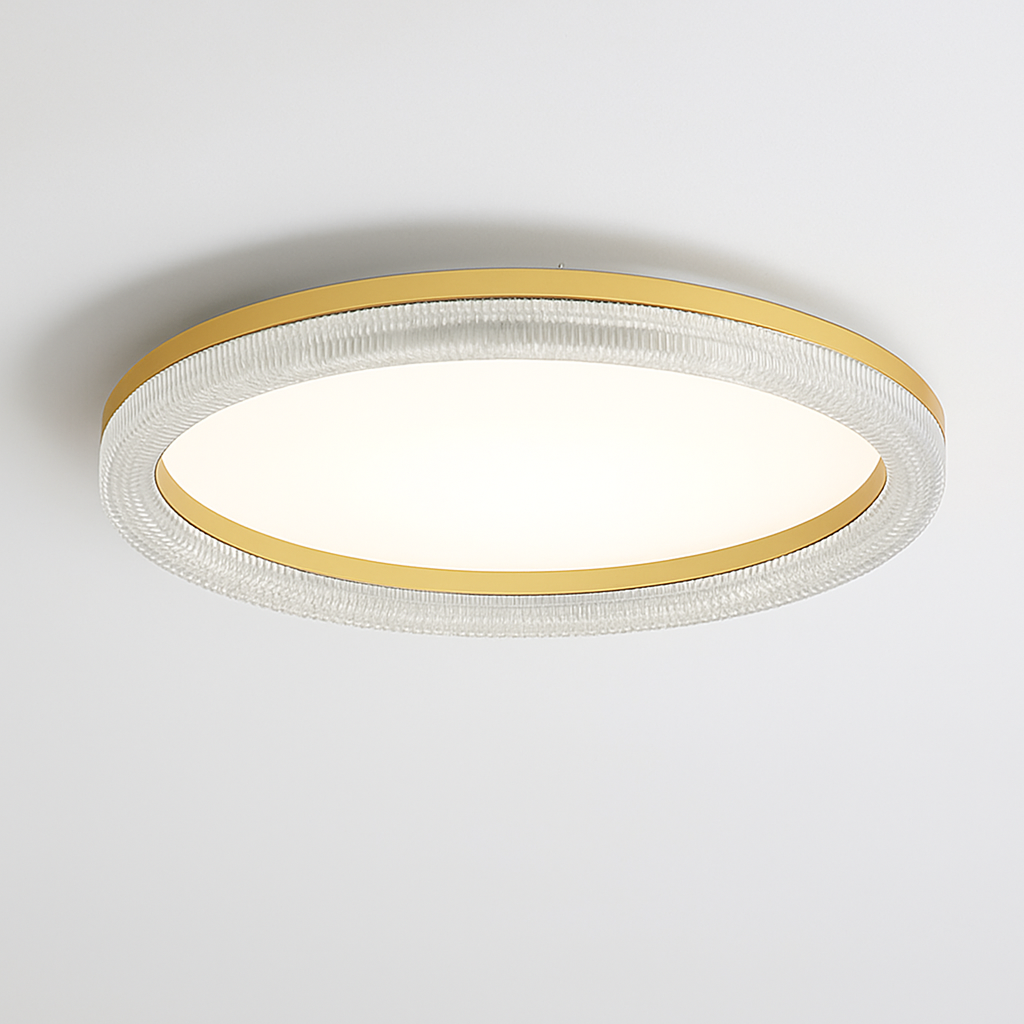 plafonnier led design moderne et simple en cristal doré rond et carré - vue 4 sur 10