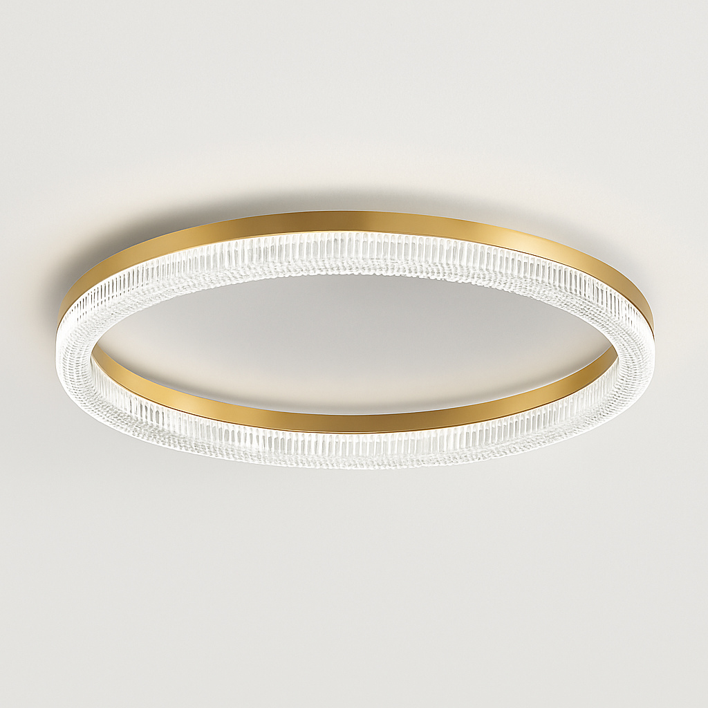 plafonnier led design moderne et simple en cristal doré rond et carré - vue 6 sur 10