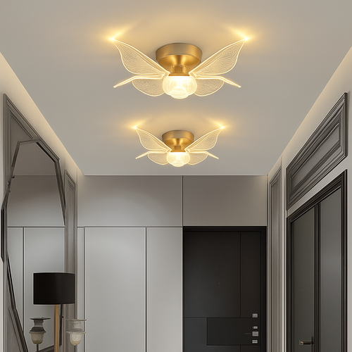 plafonnier led doré style nordique moderne en acrylique