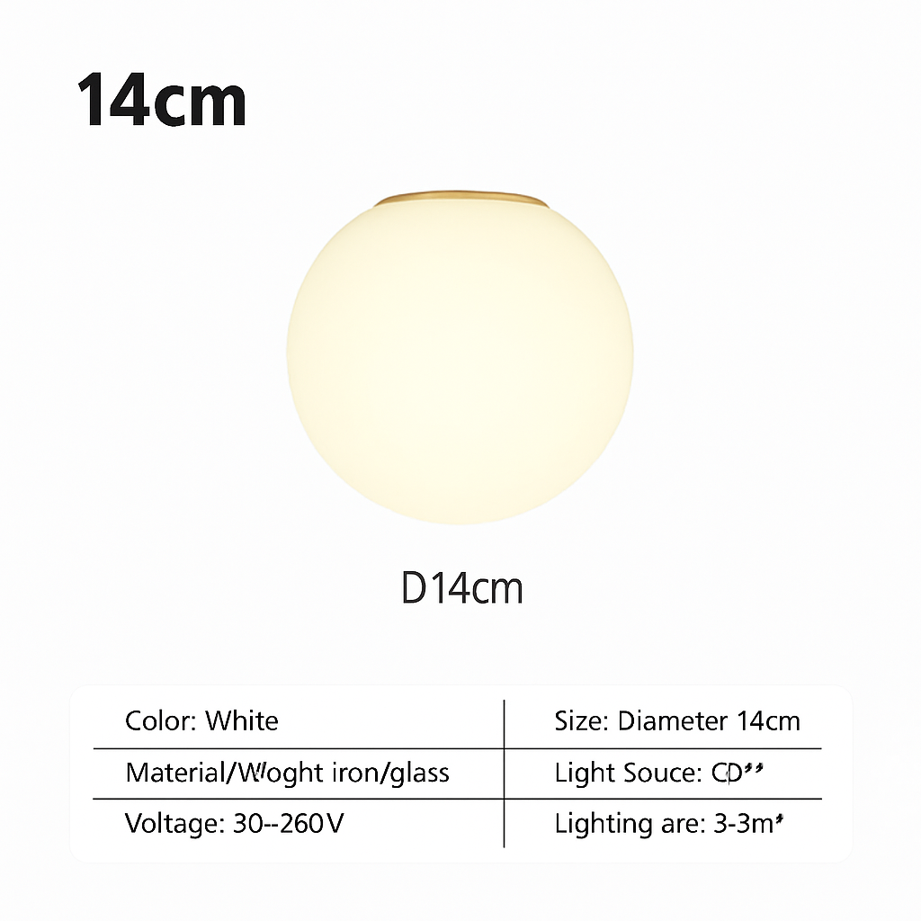 Nordic minimalist LED glass ceiling light decorative - vue 6 sur 8
