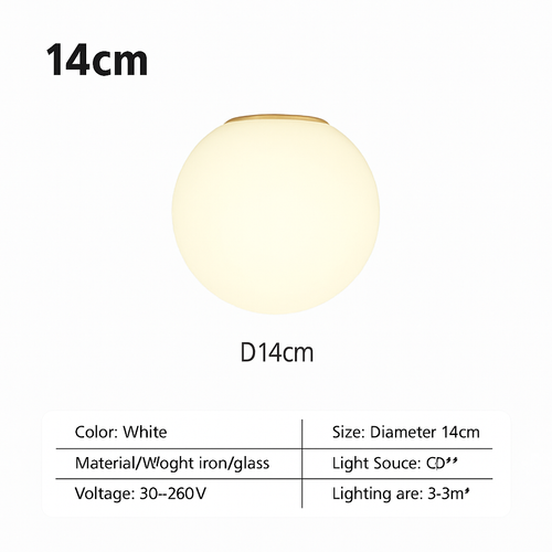 Nordic minimalist LED glass ceiling light decorative - vue 7 sur 8