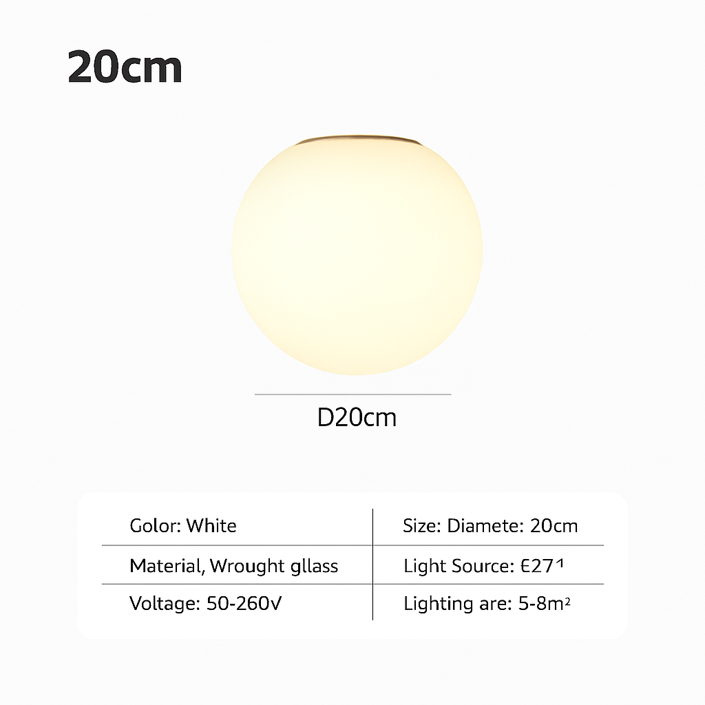 Nordic minimalist LED glass ceiling light decorative - vue 7 sur 8