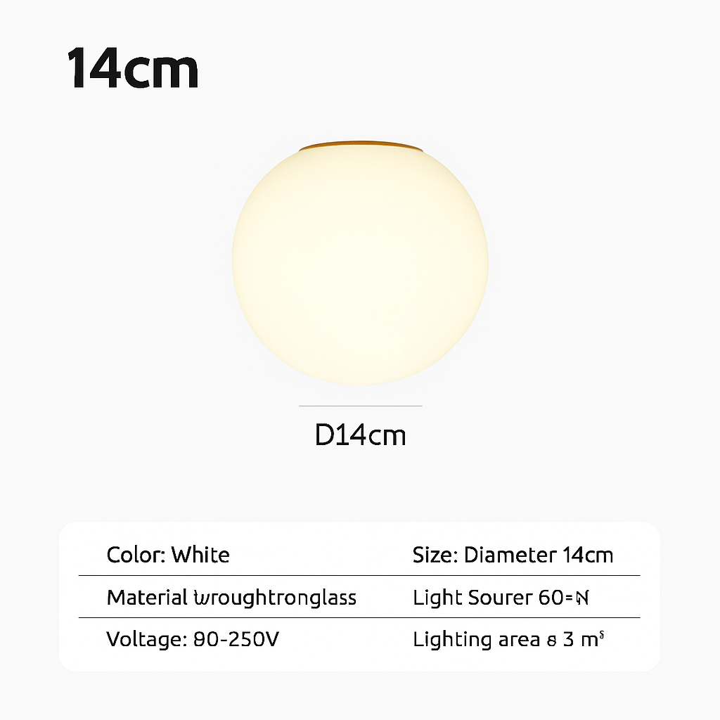 Nordic minimalist glass LED ceiling light decorative fixture - vue 6 sur 8
