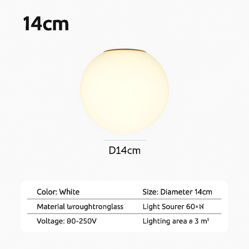 Nordic minimalist glass LED ceiling light decorative fixture - vue 7 sur 8