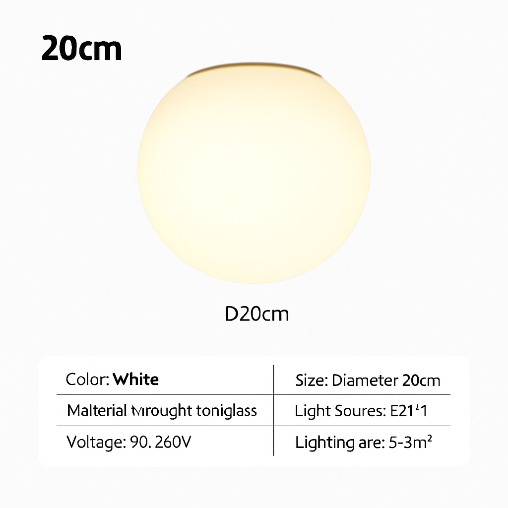 Nordic minimalist glass LED ceiling light decorative fixture - vue 7 sur 8