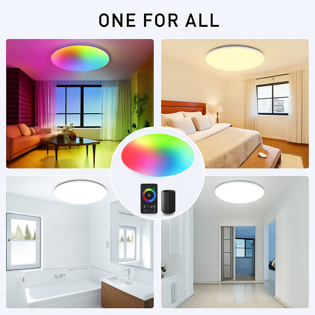 plafonnier led intelligent tuya zigbee avec commande vocale et application - vue 7 sur 8