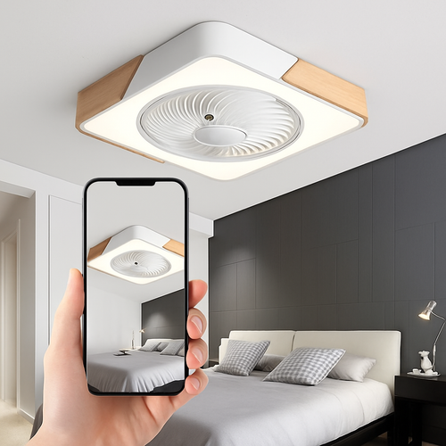 plafonnier led intelligent ventilateur de plafond moderne télécommande design fin - vue 4 sur 7