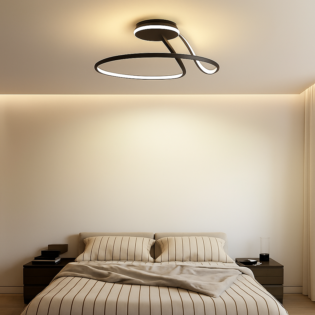 Minimalist aluminium LED ceiling light for decorative indoor lighting - vue 6 sur 12
