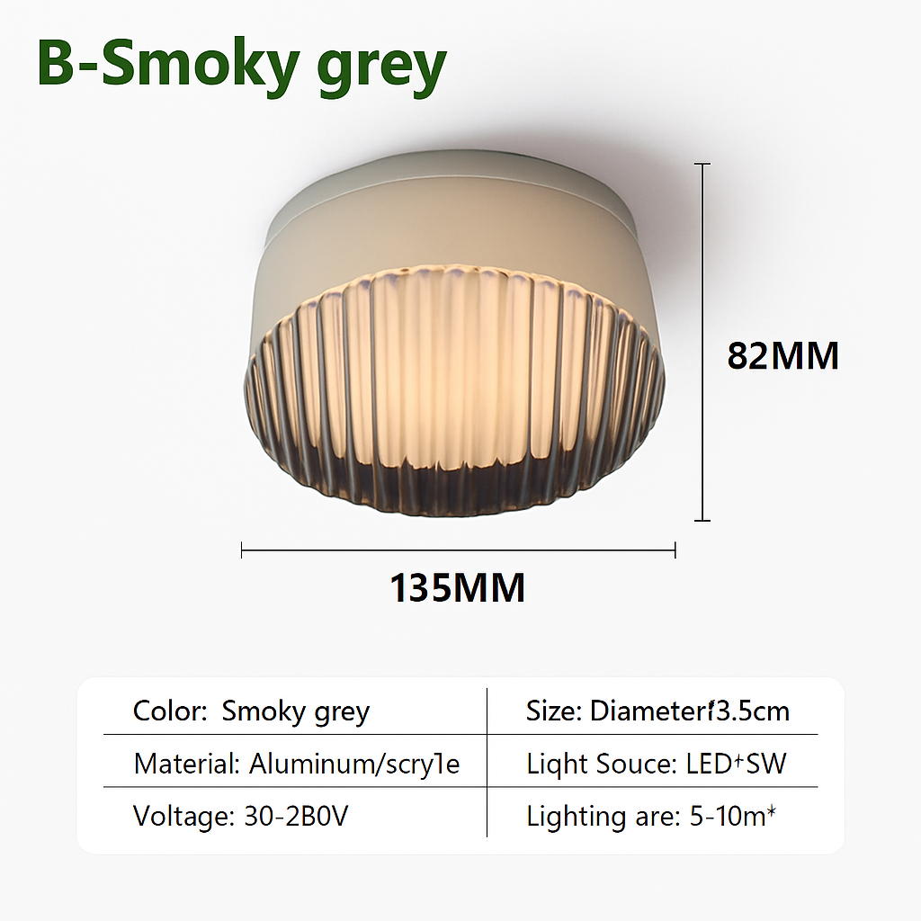 Minimalist glass nordic style LED ceiling light for interiors - vue 12 sur 13