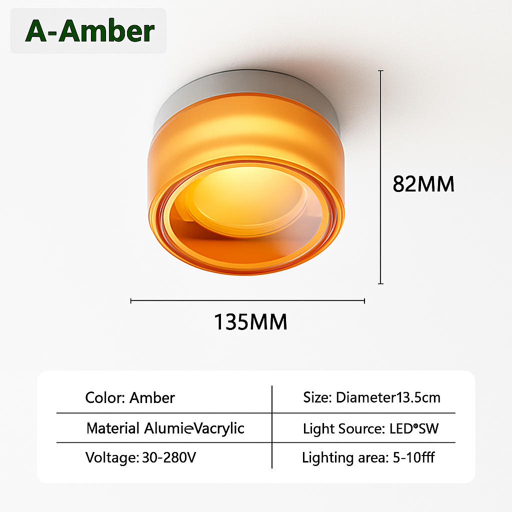 Minimalist glass nordic style LED ceiling light for interiors - vue 8 sur 13