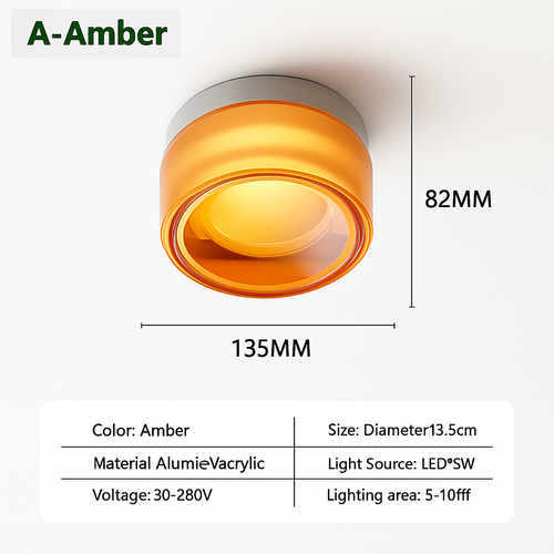 Minimalist glass nordic style LED ceiling light for interiors - vue 9 sur 13