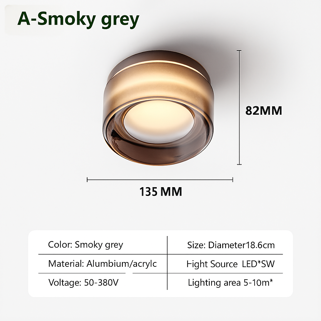 Minimalist glass nordic style LED ceiling light for interiors - vue 9 sur 13