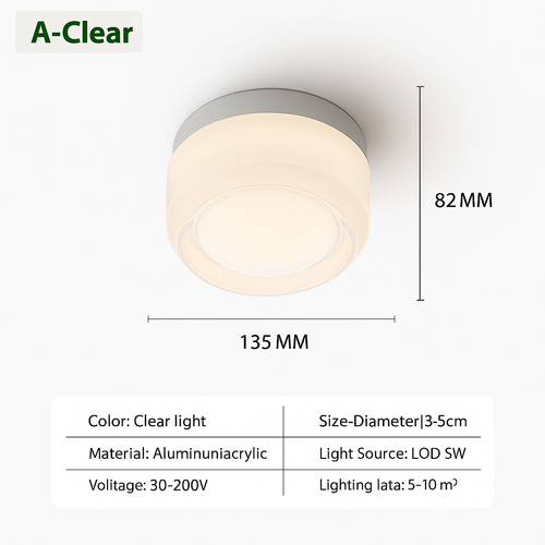 Minimalist glass nordic style LED ceiling light for interiors
