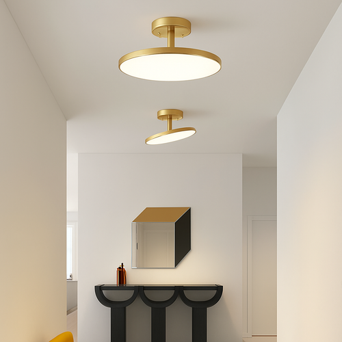Minimalist LED ceiling light gold black copper bedroom living room hallway - vue 5 sur 11