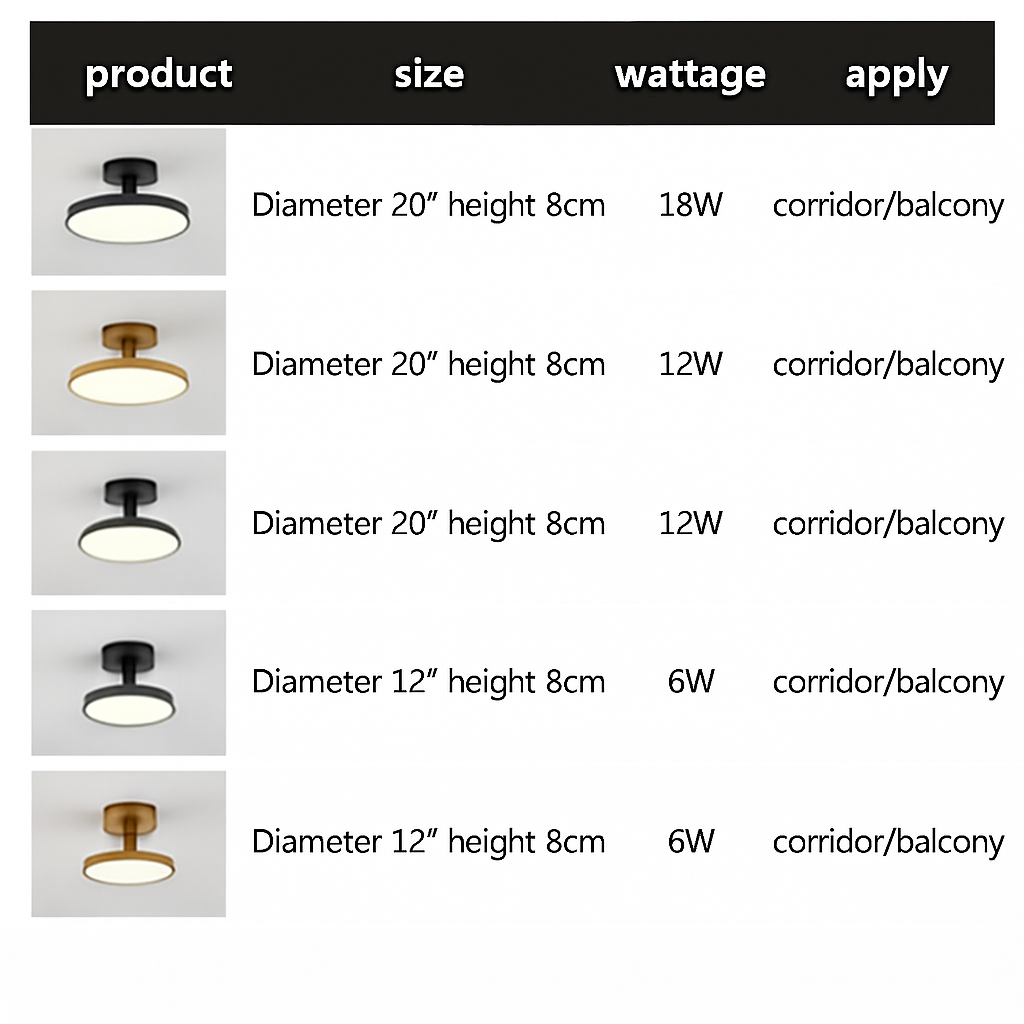 Minimalist LED ceiling light gold black copper bedroom living room hallway - vue 5 sur 11
