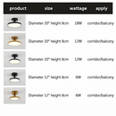 Minimalist LED ceiling light gold black copper bedroom living room hallway
