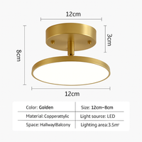Minimalist LED ceiling light gold black copper bedroom living room hallway
