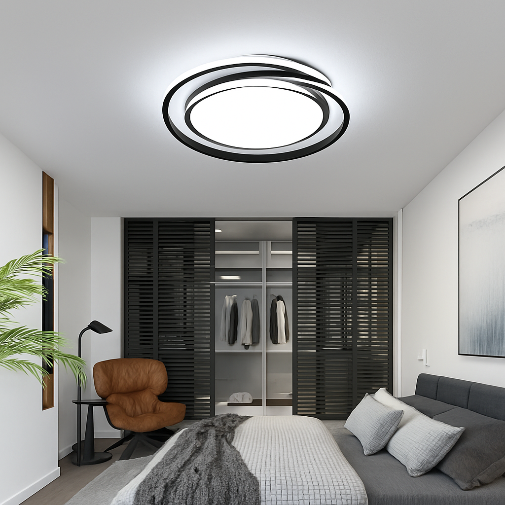Plafonnier led moderne avec télécommande design simple - vue 7 sur 9