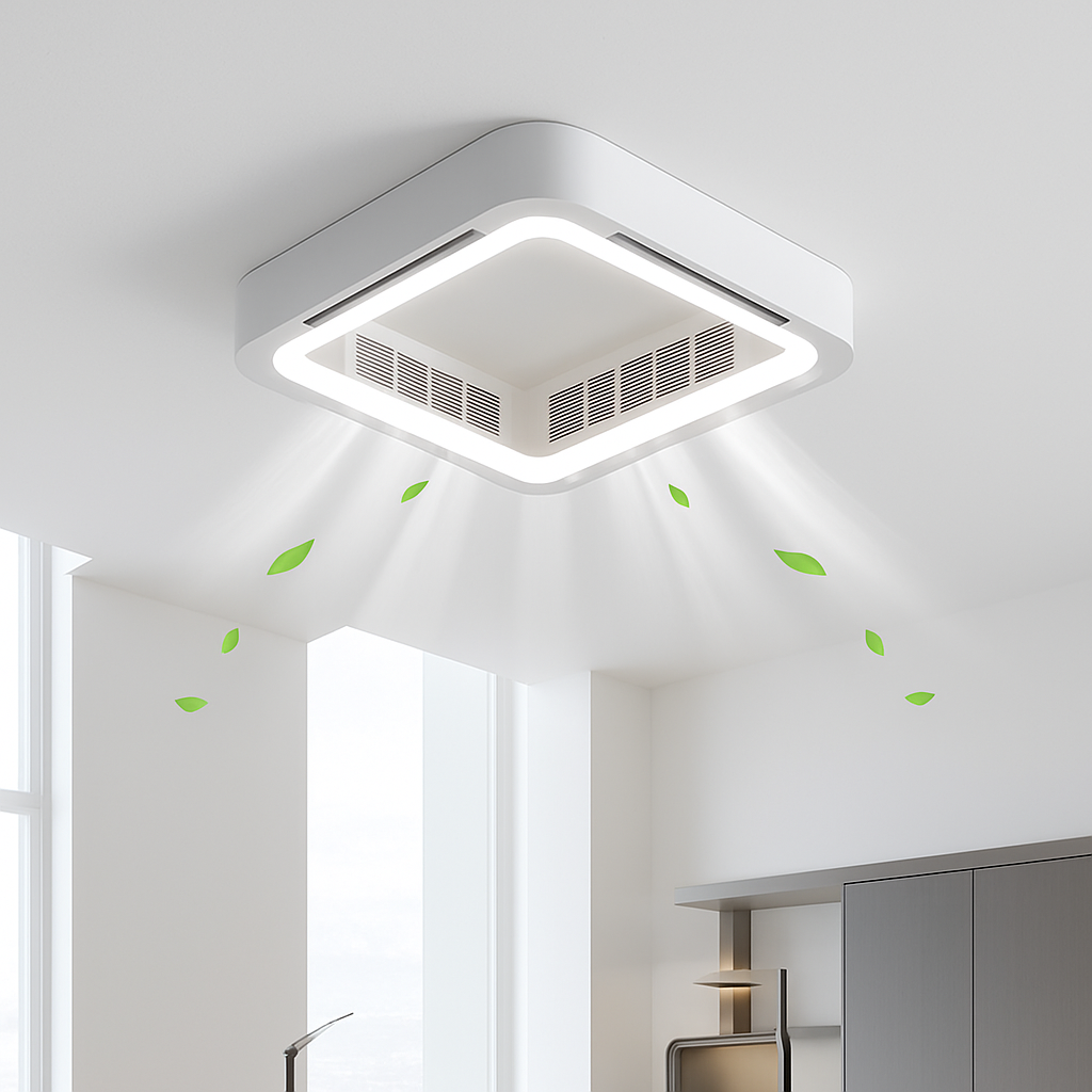 Modern LED ceiling light with fan and remote control