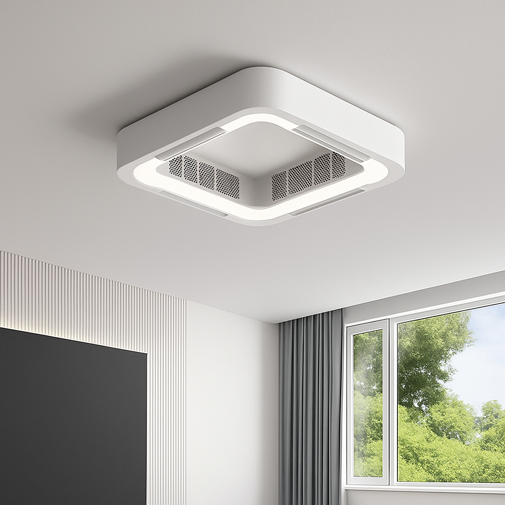 Modern LED ceiling light with fan and remote control