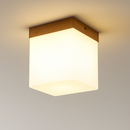plafonnier led moderne en bois et verre laiteux décoratif