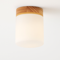 plafonnier led moderne en bois et verre laiteux décoratif
