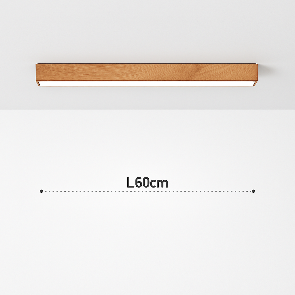Nordic LED wooden ceiling light minimalist design for modern interiors - vue 4 sur 12