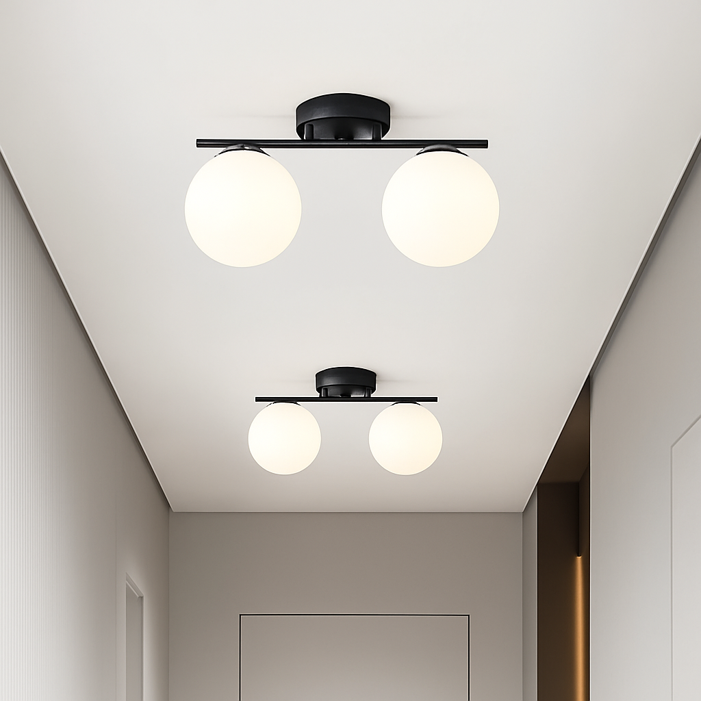 plafonnier led nordique en verre boule créative dorée - vue 6 sur 12