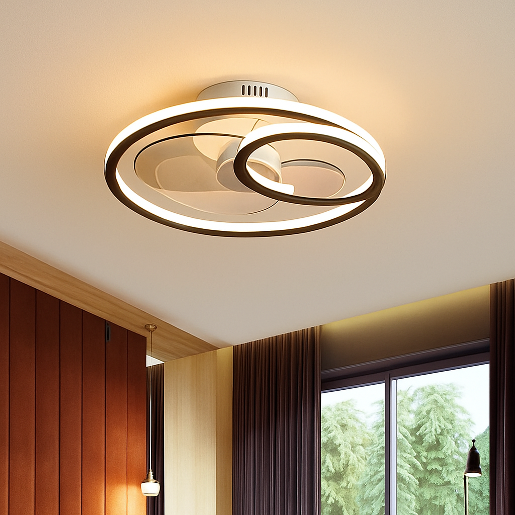 plafonnier led nordique pour ventilateur avec télécommande et lumière - vue 4 sur 6
