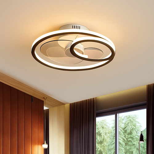 plafonnier led nordique pour ventilateur avec télécommande et lumière - vue 5 sur 6
