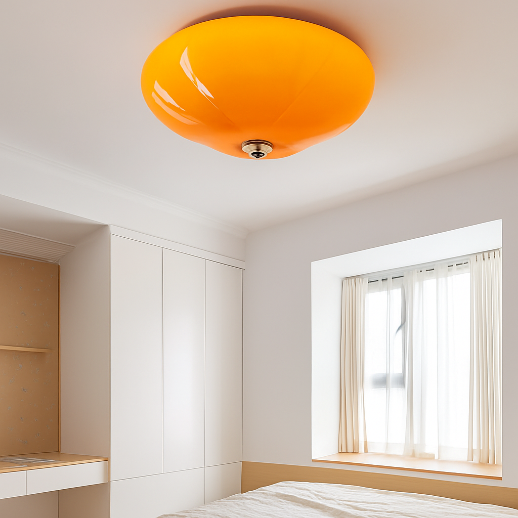 plafonnier led rétro minimaliste en verre de citrouille luminaire décoratif d'intérieur