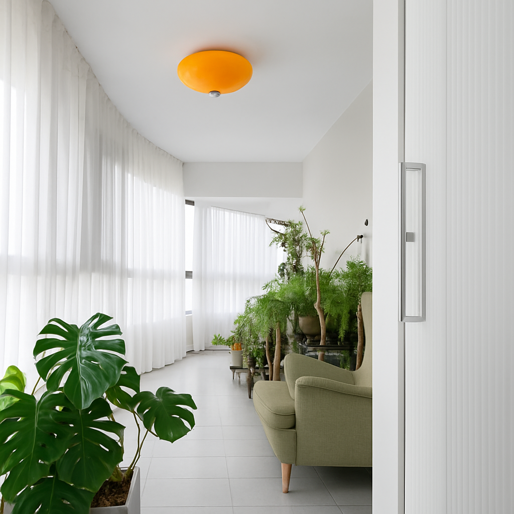 Retro minimalist glass pumpkin LED ceiling light decorative indoor fixture - vue 4 sur 9