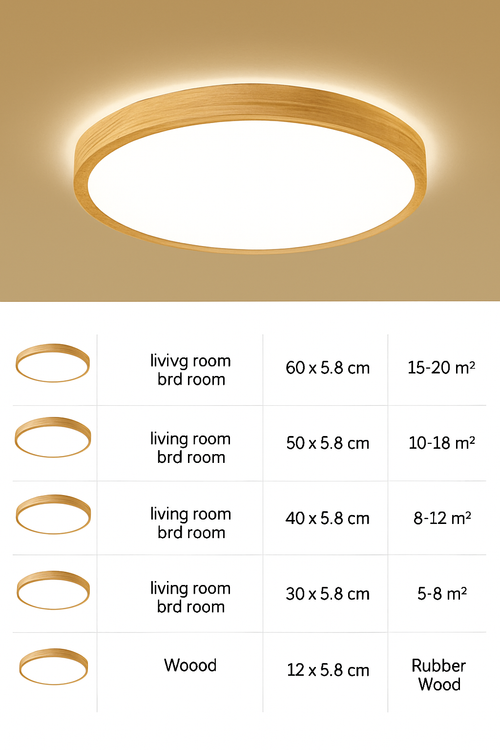 plafonnier led rond carré bois dimmable avec télécommande