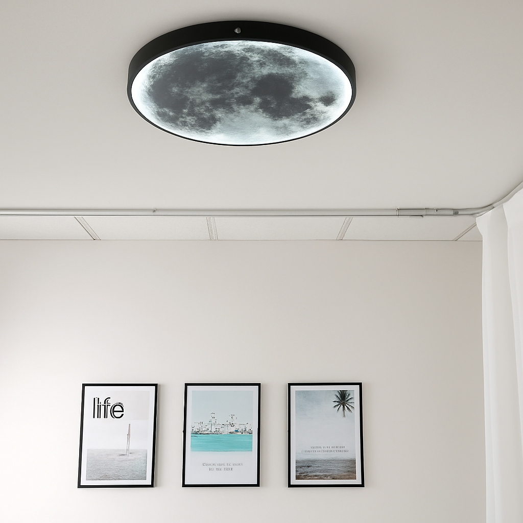 plafonnier led rond lune design nordique créatif décoratif - vue 6 sur 7