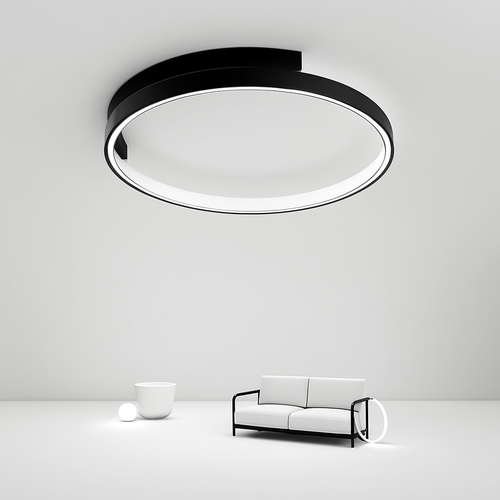 Modern minimalist round LED ceiling light nordic design for living room, bedroom and dining room - vue 2 sur 12