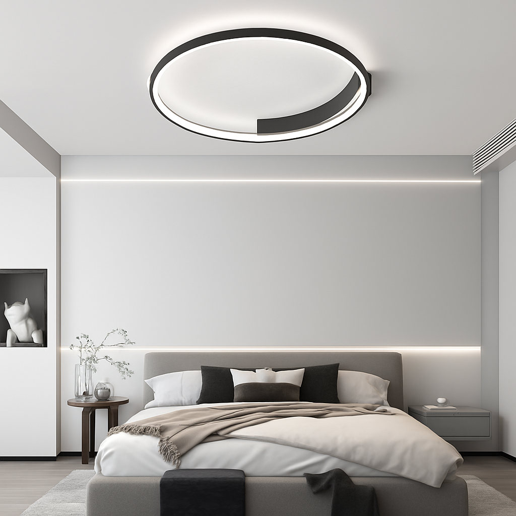 Modern minimalist round LED ceiling light nordic design for living room, bedroom and dining room - vue 4 sur 12