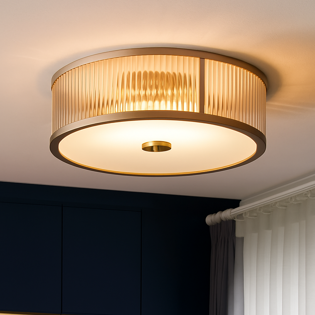 plafonnier led rond moderne minimaliste en pur cuivre seiko américain - vue 4 sur 10