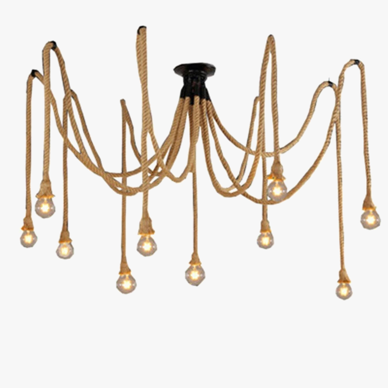 Plafonnier LED suspendu en corde de chanvre
