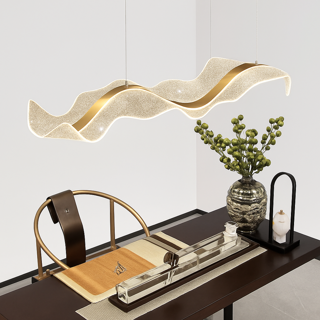 plafonnier led suspendu style art déco en fil acrylique réglable - vue 4 sur 8