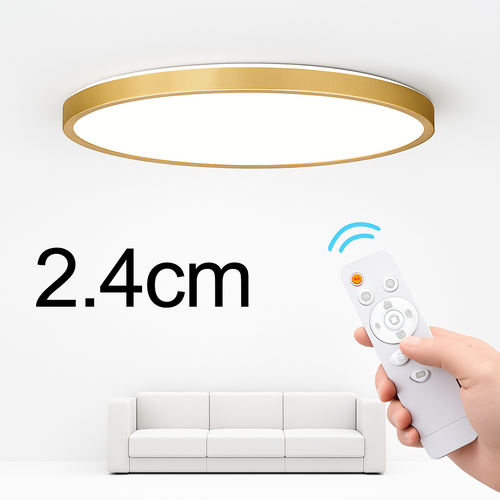 Plafonnier Led télécommandé moderne Grain de bois doré 24W 32W chambre salon cuisine salle de bains RC plafonnier à intensité variable - vue 2 sur 14